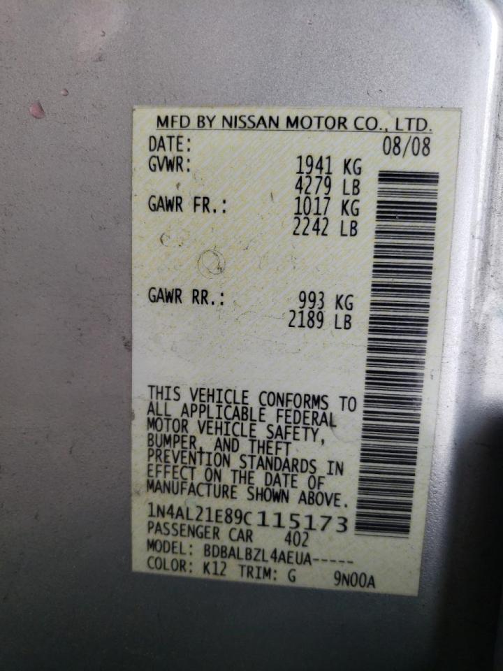 Photo 10 from auction – 2009 NISSAN ALTIMA 2.5 with VIN 1N4AL21E89C115173