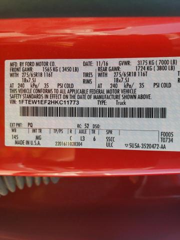 Photo 10 from auction – 2017 FORD F150 SUPER with VIN 1FTEW1EF2HKC11773