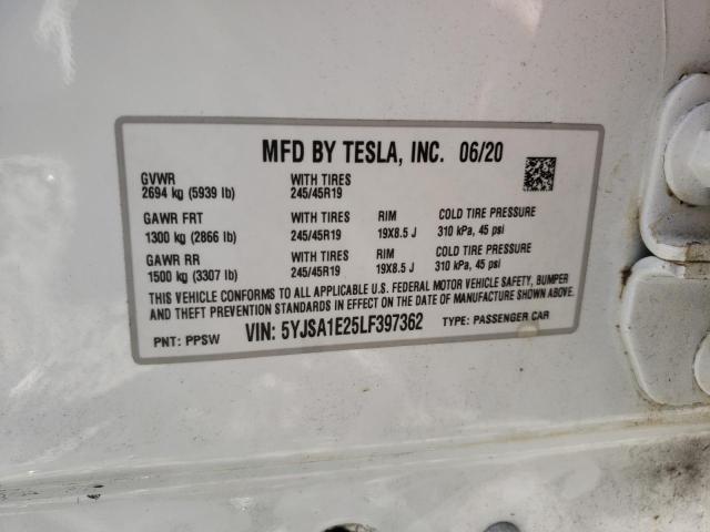 Photo 10 from auction – 2020 TESLA MODEL S with VIN 5YJSA1E25LF397362