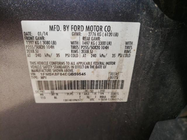 Photo 10 from auction – 2014 FORD EXPLORER L with VIN 1FM5K8F84EGB59545
