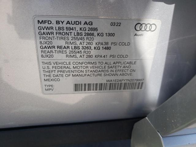Photo 10 from auction – 2022 AUDI Q5 E PREMI with VIN WA1E2AFY7N2079997