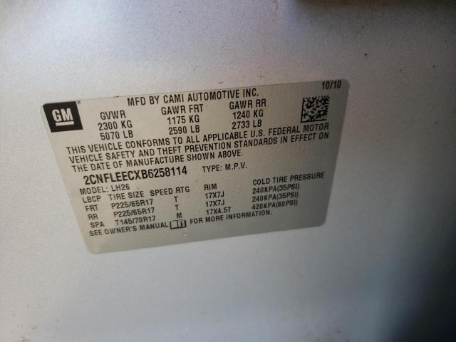 Foto 10 de la subasta – 2011 CHEVROLET EQUINOX LT con VIN 2CNFLEECXB6258114