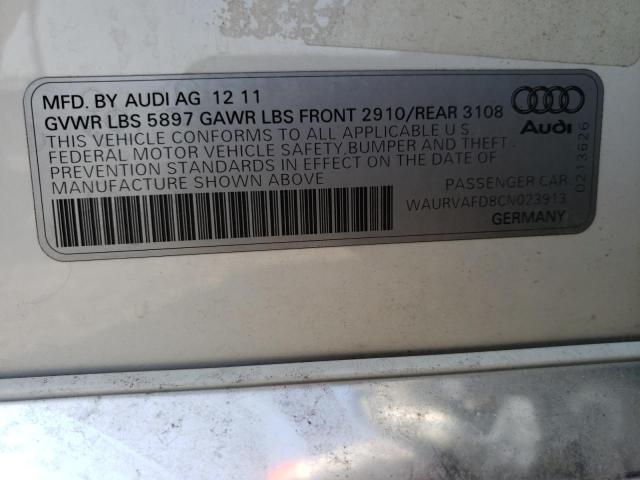 Photo 10 from auction – 2012 AUDI A8 L QUATT with VIN WAURVAFD8CN023913