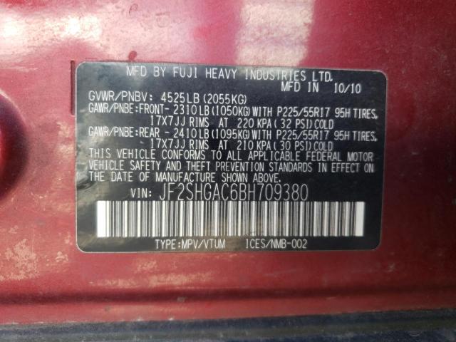 Photo 10 from auction – 2011 SUBARU FORESTER 2 with VIN JF2SHGAC6BH709380