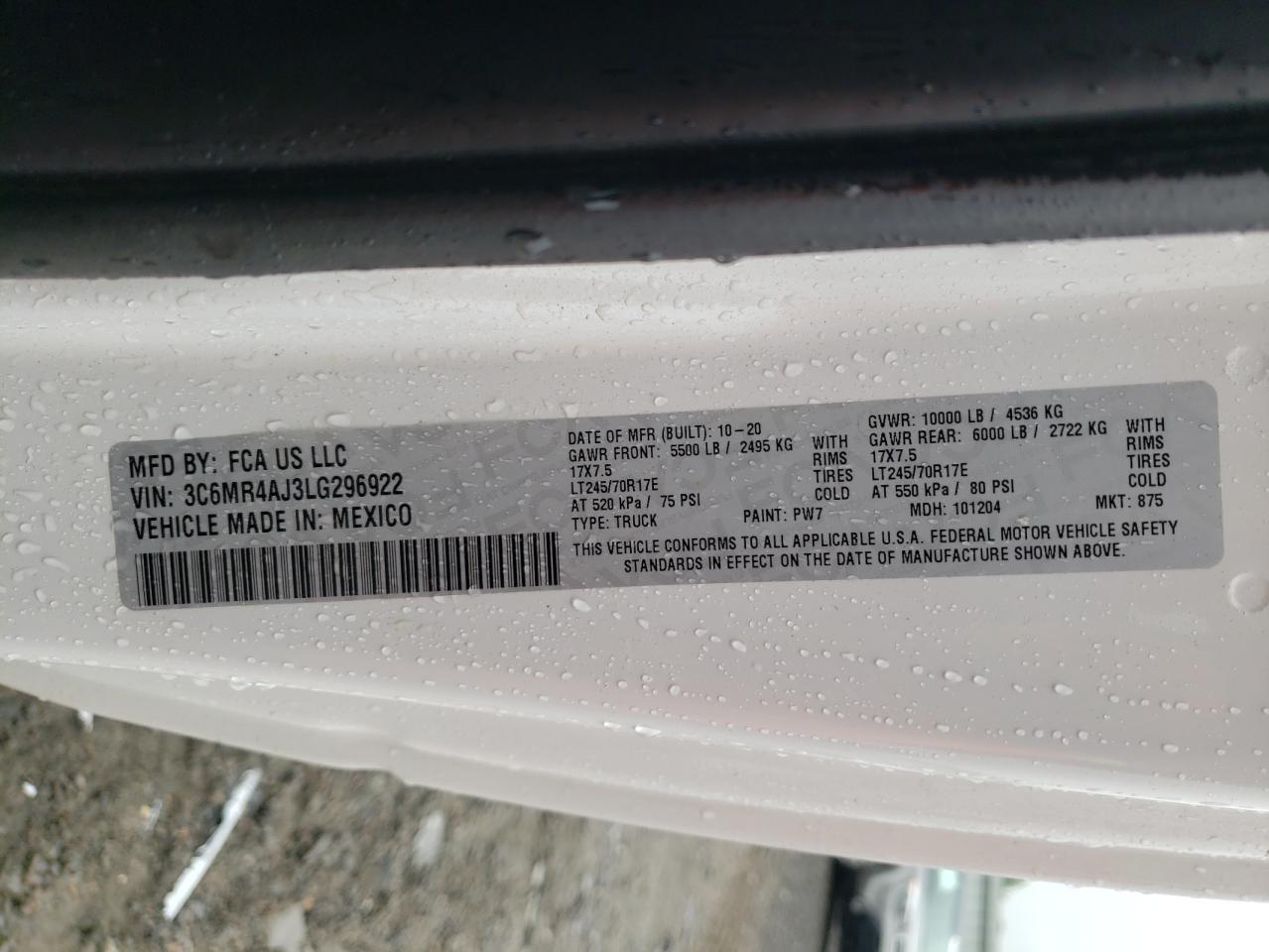 Photo 10 from auction – 2020 RAM 2500 TRADE with VIN 3C6MR4AJ3LG296922