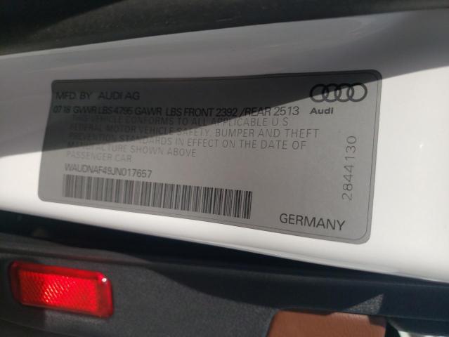 Photo 10 from auction – 2018 AUDI A4 PREMIUM with VIN WAUDNAF49JN017657