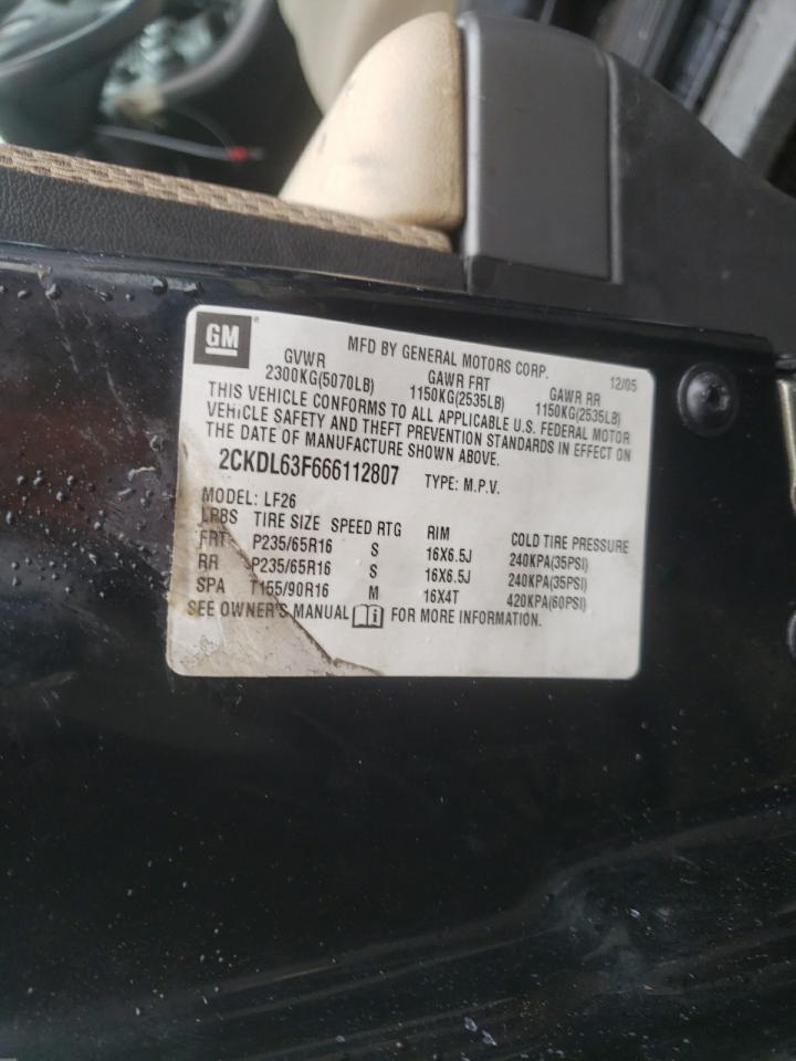 Photo 10 from auction – 2006 PONTIAC TORRENT with VIN 2CKDL63F666112807