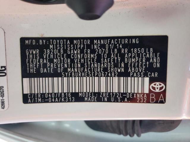 Photo 10 from auction – 2014 TOYOTA COROLLA L with VIN 5YFBURHE5EP067482
