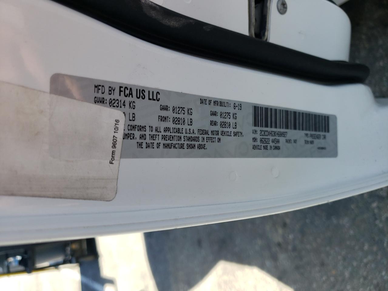 Photo 10 from auction – 2019 DODGE CHARGER GT with VIN 2C3CDXHG3KH680927