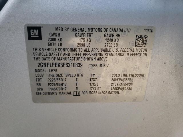 Photo 10 from auction – 2015 CHEVROLET EQUINOX LT with VIN 2GNFLFEK3F6210839