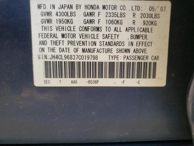 Photo 10 from auction – 2007 ACURA TSX with VIN JH4CL96837C019798