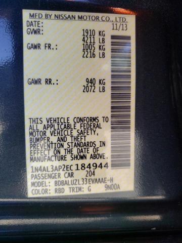 Photo 10 from auction – 2014 NISSAN ALTIMA 2.5 with VIN 1N4AL3AP2EC184944