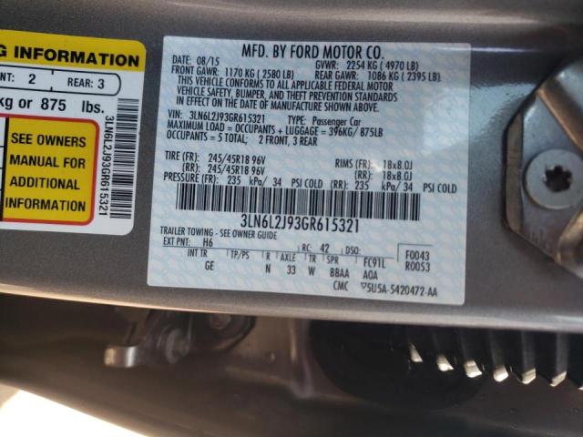 Photo 10 from auction – 2016 LINCOLN MKZ with VIN 3LN6L2J93GR615321