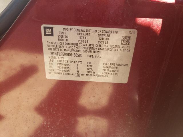 Photo 10 from auction – 2016 CHEVROLET EQUINOX LT with VIN 2GNFLFEK5G6168580