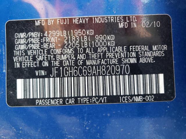 Photo 10 from auction – 2010 SUBARU IMPREZA 2. with VIN JF1GH6C69AH820970