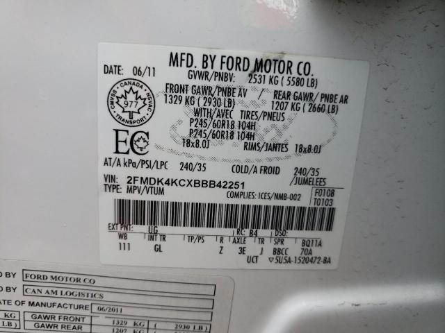 Photo 10 from auction – 2011 FORD EDGE LIMIT with VIN 2FMDK4KCXBBB42251