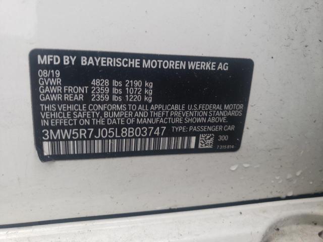 Photo 10 from auction – 2020 BMW 330XI with VIN 3MW5R7J05L8B03747