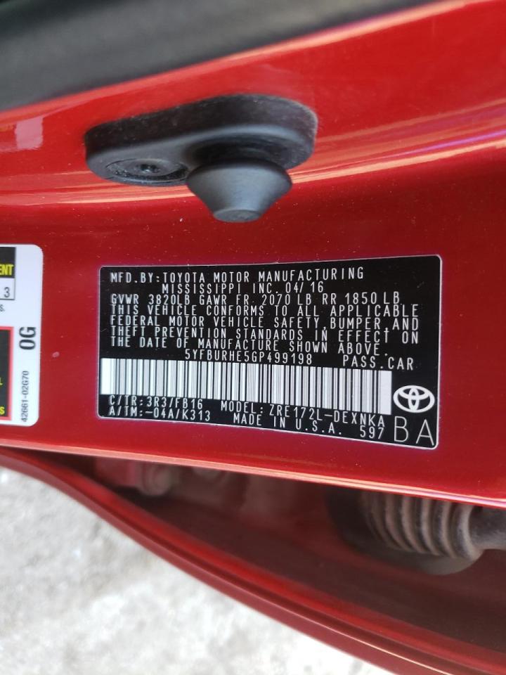 Photo 10 from auction – 2016 TOYOTA COROLLA L with VIN 5YFBURHE5GP499198