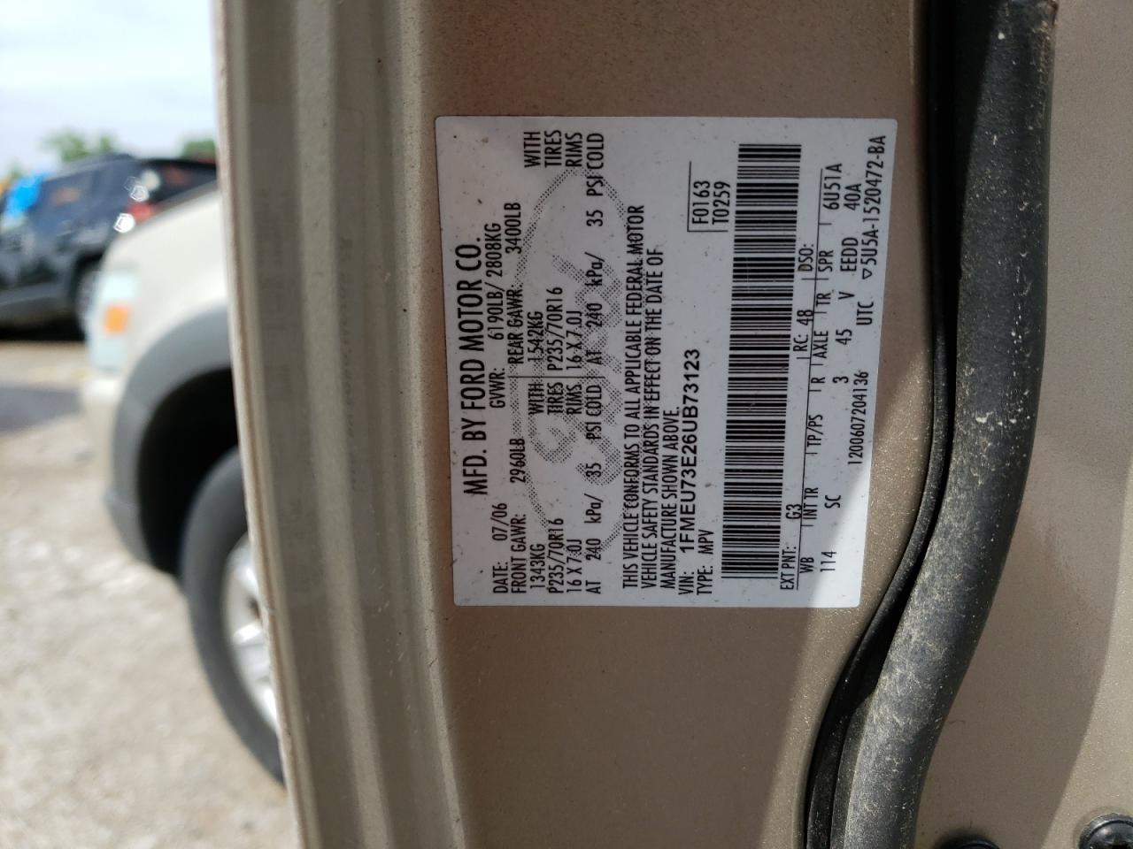 Photo 10 from auction – 2006 FORD EXPLORER X with VIN 1FMEU73E26UB73123