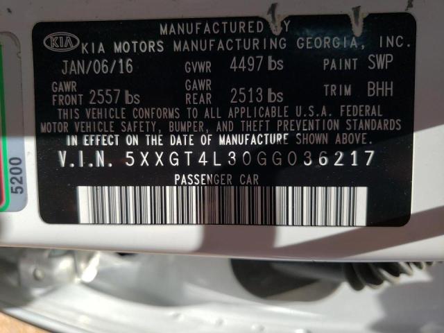 Photo 10 from auction – 2016 KIA OPTIMA LX with VIN 5XXGT4L30GG036217