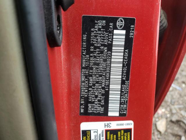 Photo 10 from auction – 2009 TOYOTA CAMRY BASE with VIN 4T1BE46K99U380239