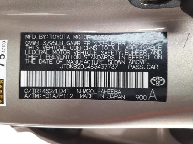 Photo 10 from auction – 2008 TOYOTA PRIUS with VIN JTDKB20U483437737