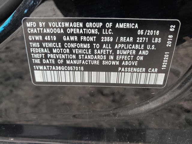 Photo 10 from auction – 2016 VOLKSWAGEN PASSAT with VIN 1VWAT7A36GC057015
