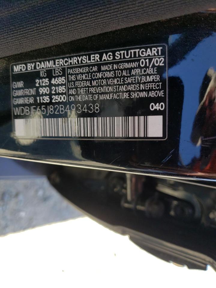 Photo 10 from auction – 2002 MERCEDES-BENZ E 320 with VIN WDBJF65J82B493438