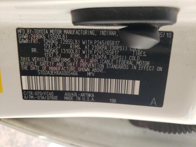 Photo 10 from auction – 2010 TOYOTA HIGHLANDER with VIN 5TDZA3EHXAS005466