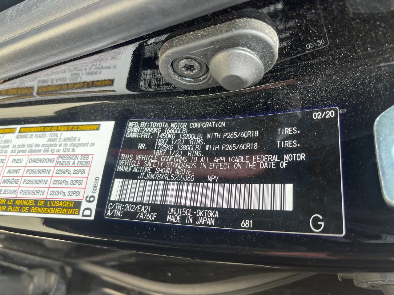 Photo 10 from auction – 2020 LEXUS GX 460 PRE with VIN JTJAM7BX9L5255360