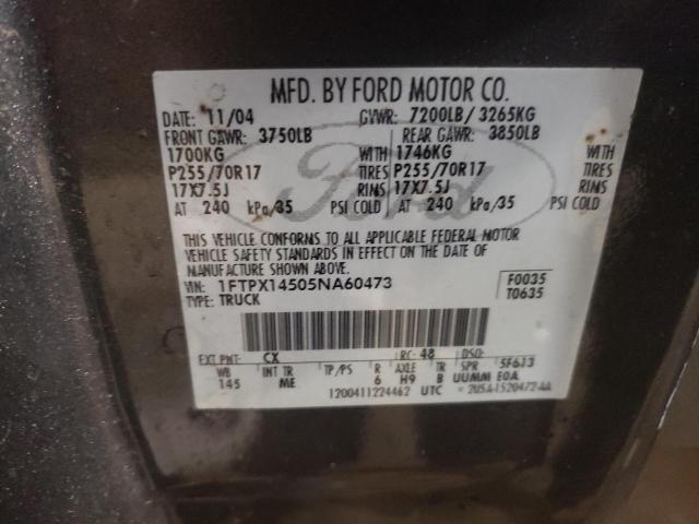 Photo 10 from auction – 2005 FORD F150 with VIN 1FTPX14505NA60473
