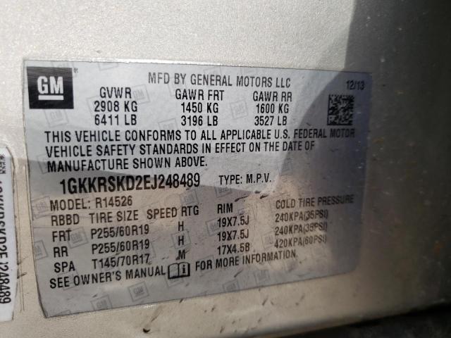 Photo 10 from auction – 2014 GMC ACADIA SLT with VIN 1GKKRSKD2EJ248489
