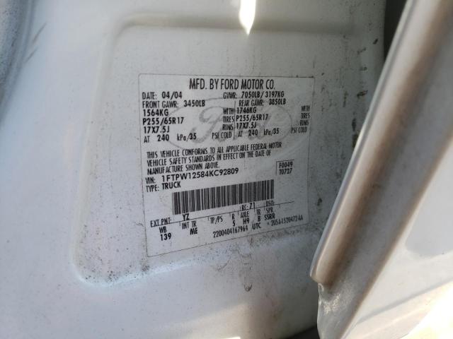 Photo 10 from auction – 2004 FORD F150 SUPER with VIN 1FTPW12584KC92809
