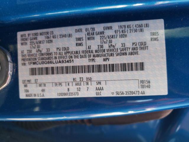 Photo 10 from auction – 2020 FORD ESCAPE SE with VIN 1FMCU0G66LUA93451