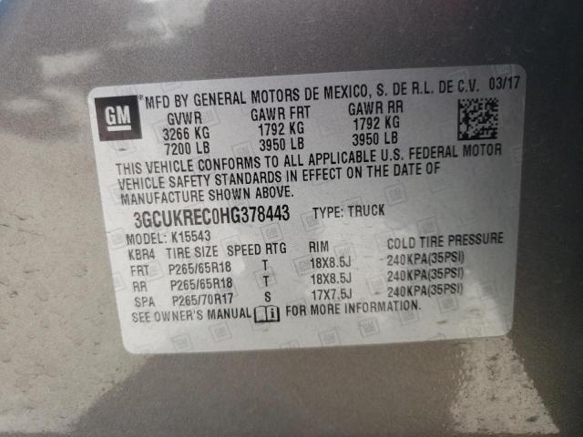 Photo 10 from auction – 2017 CHEVROLET SILVERADO with VIN 3GCUKREC0HG378443