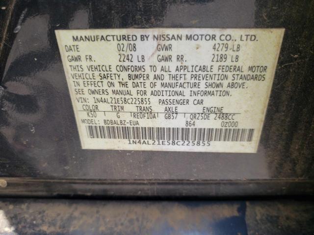 Photo 10 from auction – 2008 NISSAN ALTIMA 2.5 with VIN 1N4AL21E58C225855