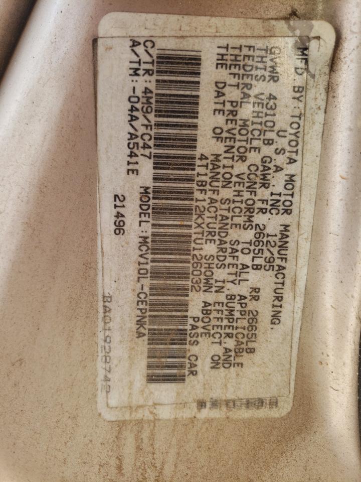 Photo 10 from auction – 1996 TOYOTA CAMRY LE with VIN 4T1BF12KXTU126032