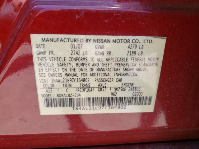 Photo 10 from auction – 2007 NISSAN ALTIMA 2.5 with VIN 1N4AL21E97C164802