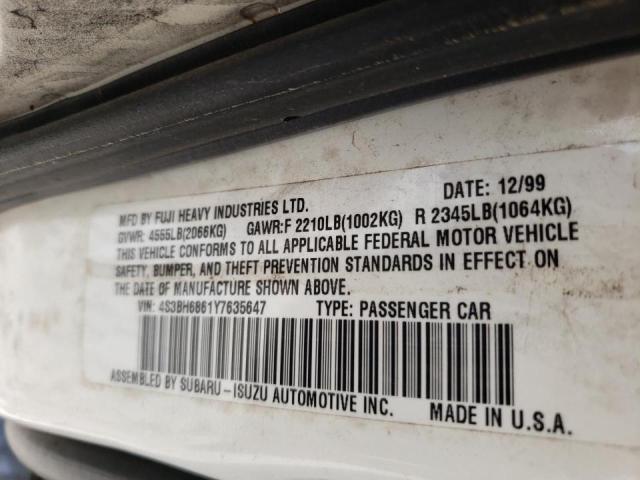 Photo 10 from auction – 2000 SUBARU OUTBACK with VIN 4S3BH6861Y7635647