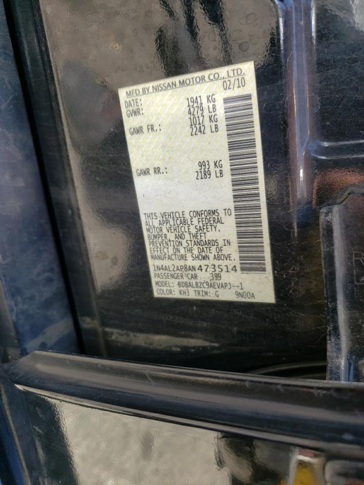 Photo 10 from auction – 2010 NISSAN ALTIMA BAS with VIN 1N4AL2AP8AN473514