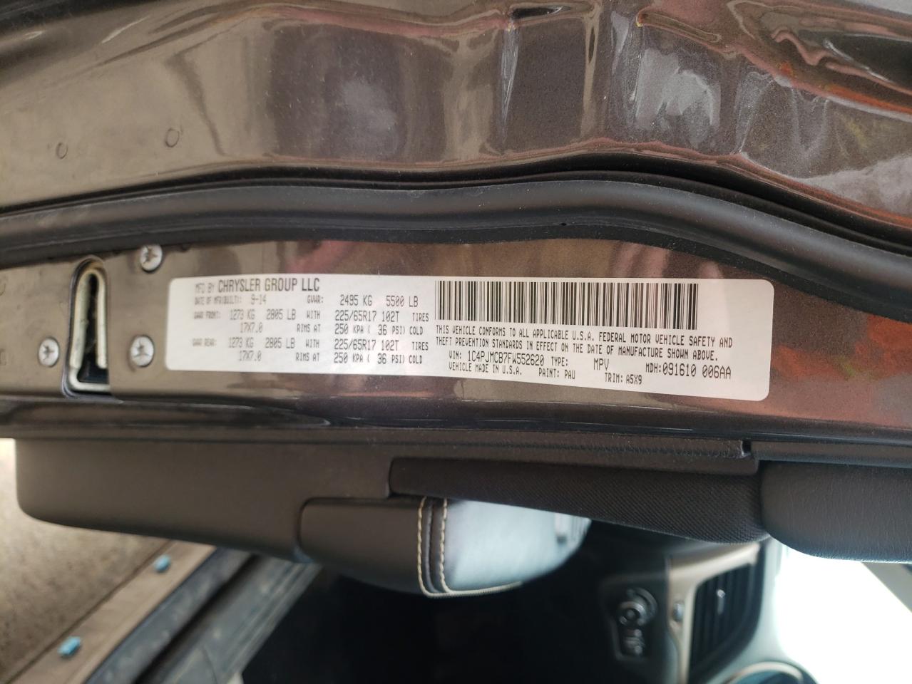 Photo 10 from auction – 2015 JEEP CHEROKEE L with VIN 1C4PJMCB7FW552620