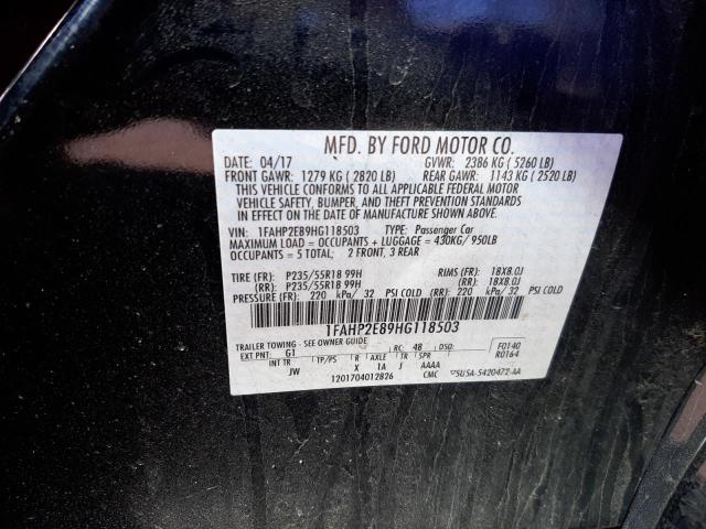 FORD TAURUS SEL 2017 with VIN 1FAHP2E89HG118503 - Photo from auction