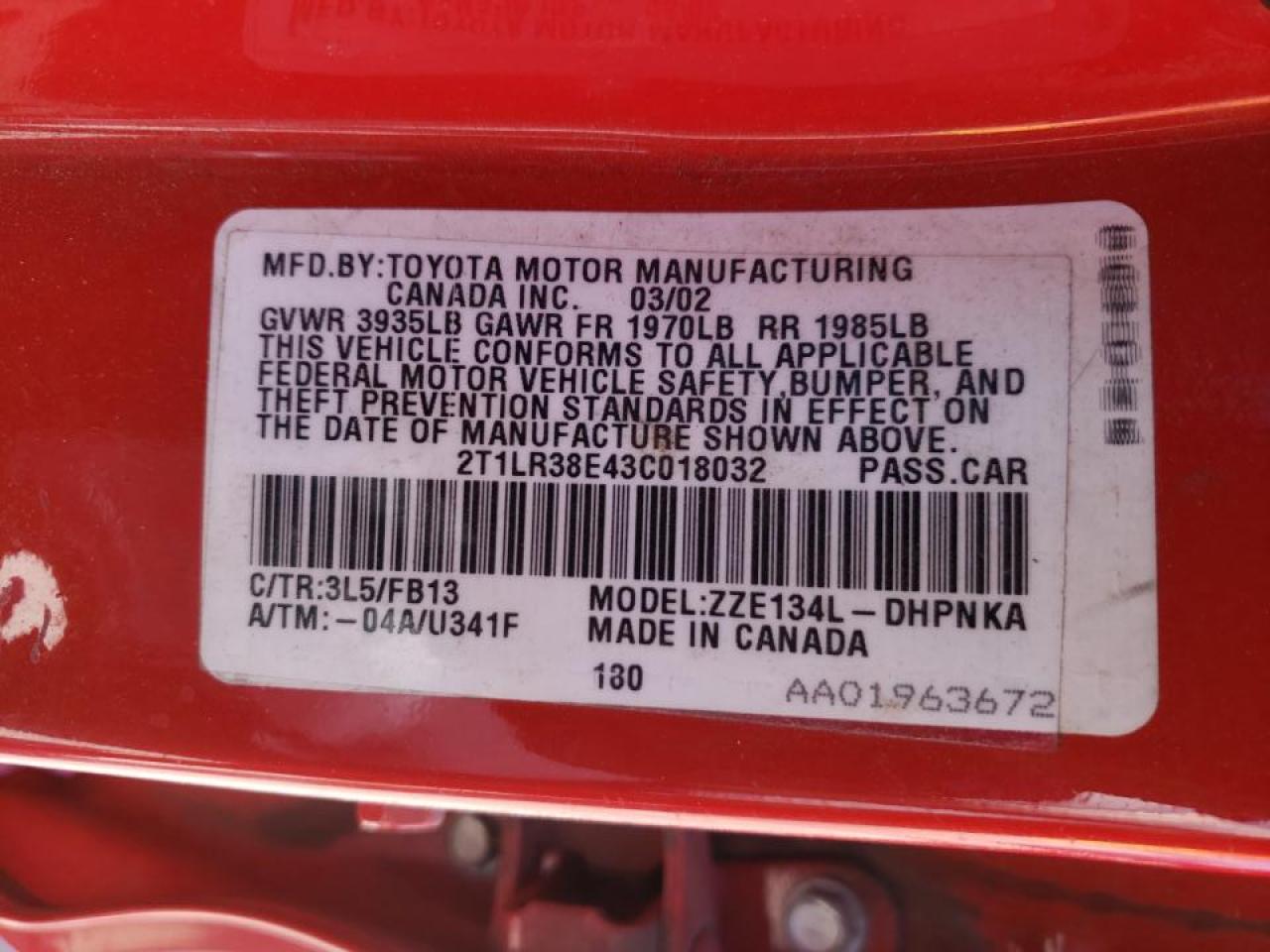 Foto 10 de la subasta – 2003 TOYOTA COROLLA MA con VIN 2T1LR38E43C018032