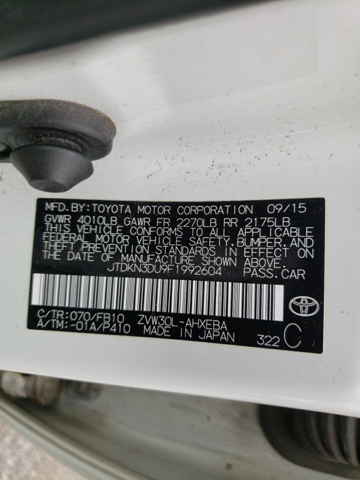 Photo 10 from auction – 2015 TOYOTA PRIUS with VIN JTDKN3DU9F1992604