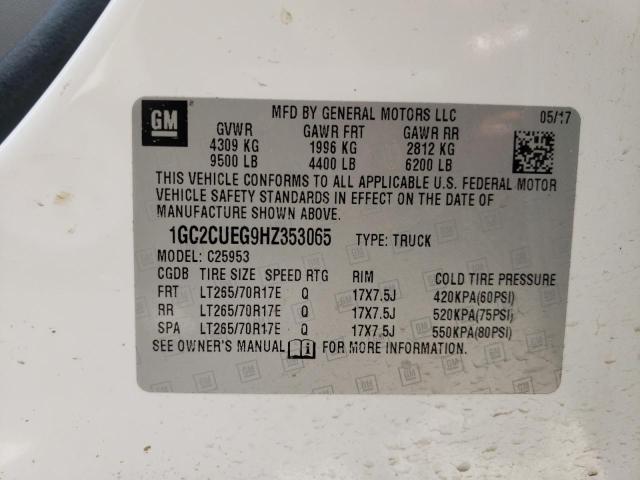 Photo 10 from auction – 2017 CHEVROLET SILVERADO with VIN 1GC2CUEG9HZ353065