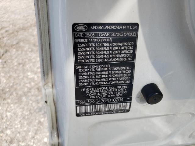 Photo 10 from auction – 2006 LAND ROVER RANGE ROVE with VIN SALSF25436A910204