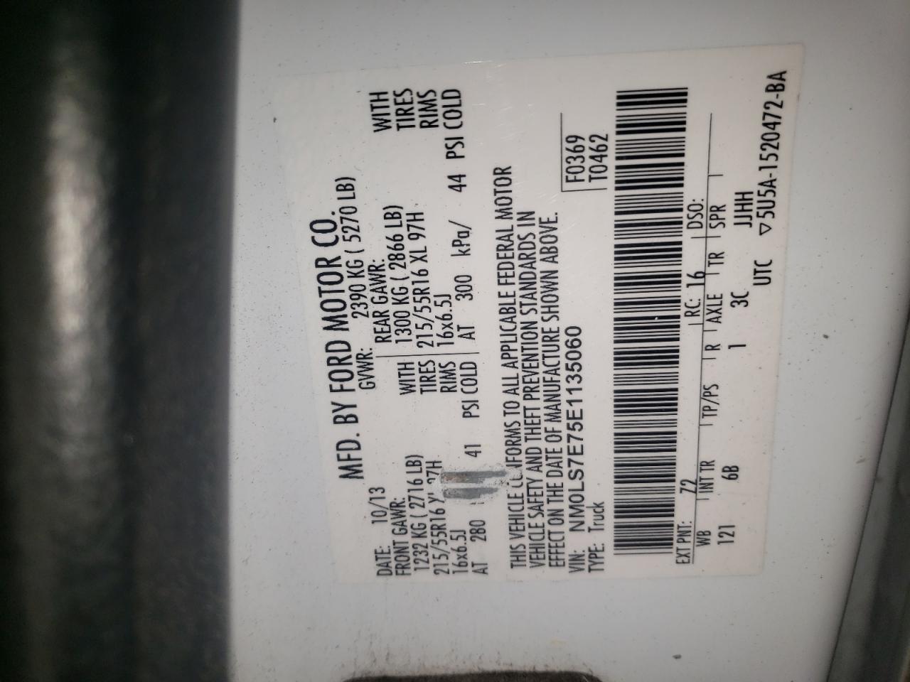 Photo 11 from auction – 2014 FORD TRANSIT CO with VIN NM0LS7E75E1135060