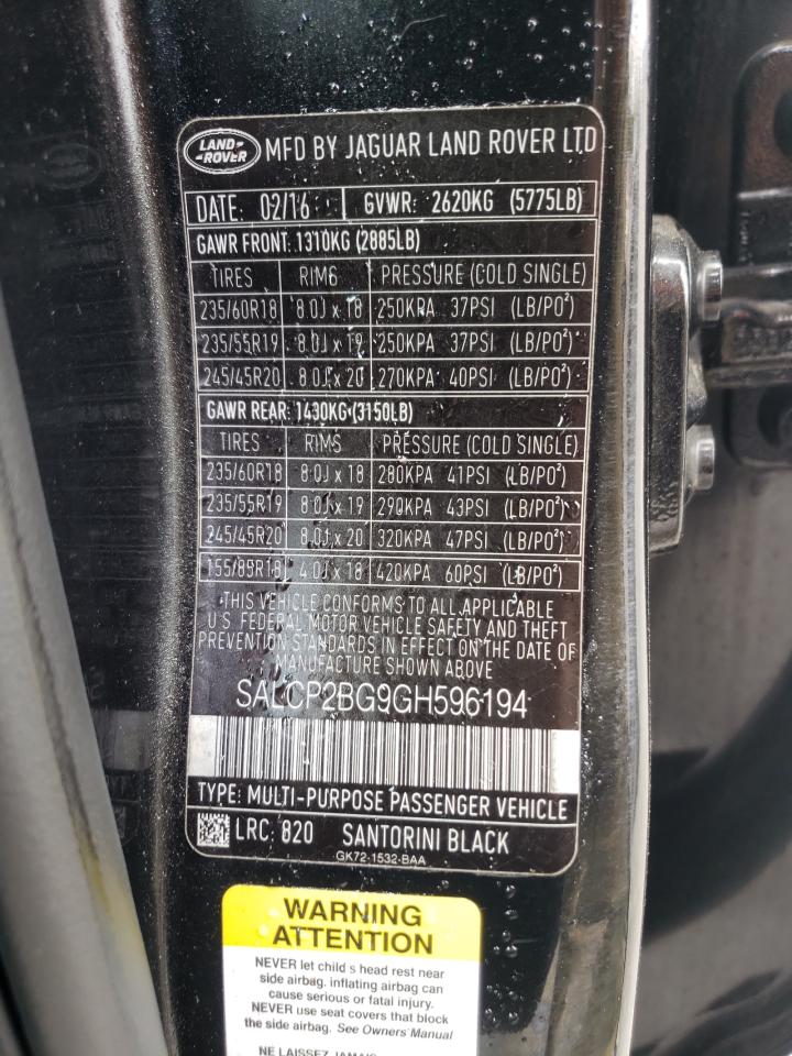 Photo 10 from auction – 2016 LAND ROVER DISCOVERY with VIN SALCP2BG9GH596194