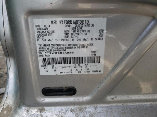 صورة رقم 10 من المزاد - 2015 FORD F150 SUPER مع VIN 1FTEW1E81FFA16741