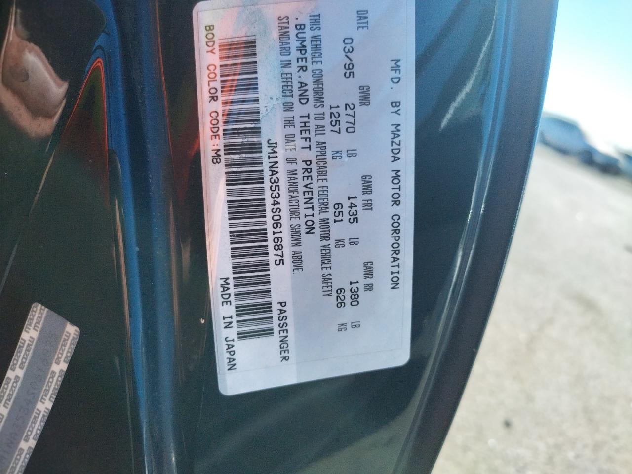 Photo 10 from auction – 1995 MAZDA MX-5 MIATA with VIN JM1NA3534S0616875
